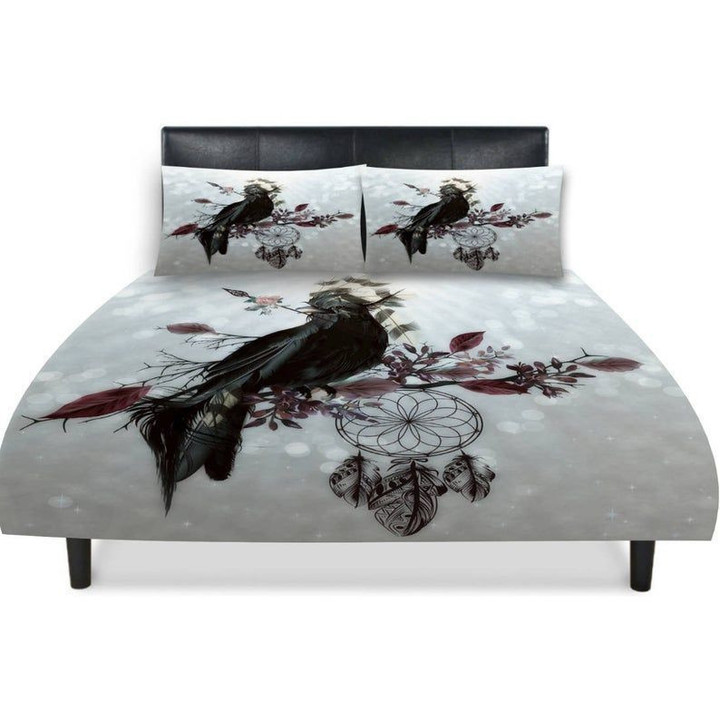 Crow Raven Boho Dreamcatcher Bedding Set 
