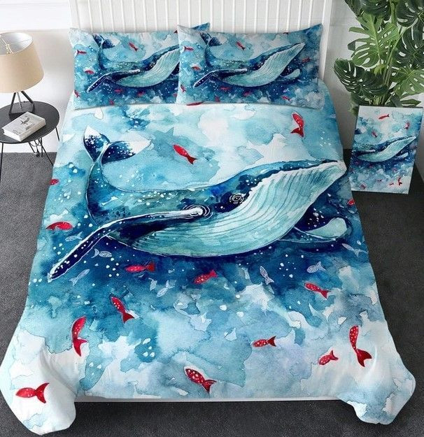 Watercolor Whale Bedding Set 