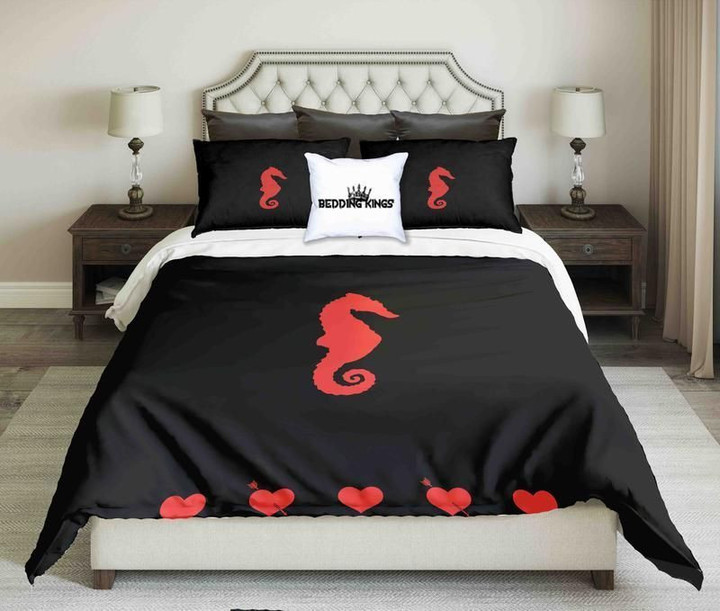Red Seahorse Bedding Set 