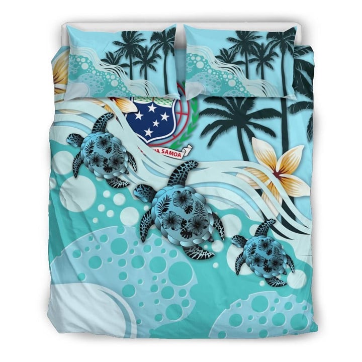 Samoa Blue Turtle Hibiscus Bedding Set 