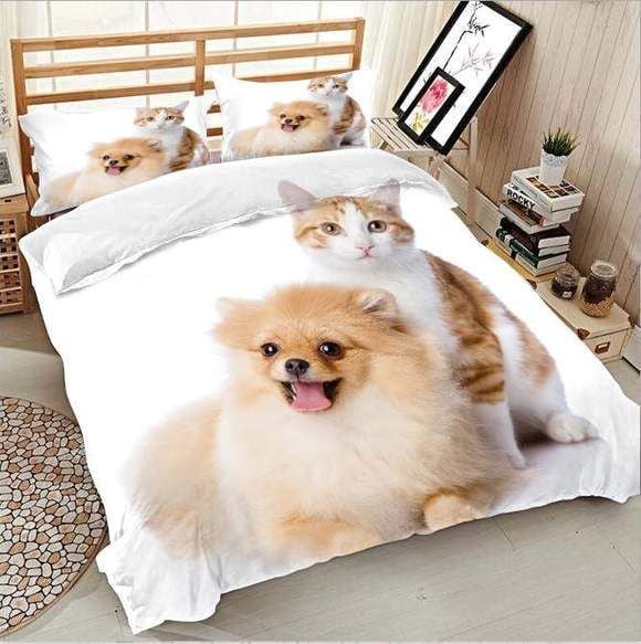 Cute Pomeranian Dog And Cat Bedding Set Vnlfnhbd