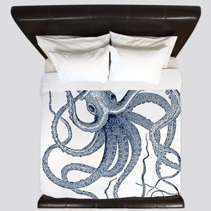 Blue Nautical Octopus Illustration Bedding Set Noaahja Jhghl
