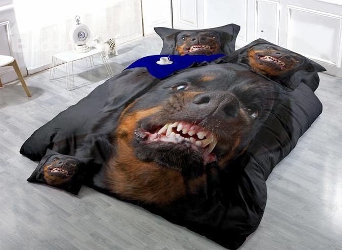 Angry Rottweiler Face Bedding Set Dlmii Haiba
