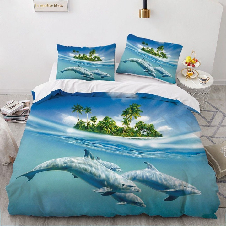 Killer Whale White Duvet Quilt Cover Set- Sea Animals Bedding Set