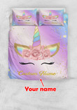 Personalized Your Name Love Unicorn Bedding Set