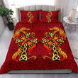 Celtic Dragon Red St Patricks Day Comforter Duvet Cover Bedding Sets | 100% Polyester | 3 Piece | King Queen Size | Bs1344