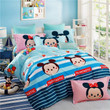 Disney Blue Striped Tusm Bedding Sets Bedroom Decor  Boys Girls Duvet Cover Pillowcases Free Flatsheet 3/4Pcs