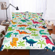 Dinosaurs Bedspread In Woodland With Dots White Duvet Cover Set 2/3Pcs Kids Cartoon Dino Bedding Set Single Double Full Queen