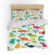 Dinosaurs Bedspread In Woodland With Dots White Duvet Cover Set 2/3Pcs Kids Cartoon Dino Bedding Set Single Double Full Queen