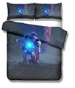 Superhero Duvet Cover Set 3D Printed Iron Man With Blue Light Bedding Set 2/3 Piece With Pillowcase Black Bedclothes No Filling