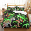 Tropical Plants Black Bedding Set Creative Leopards Butterfly Print Cartoon Bed Linen Set Pillowcase 2/3 Piece Single Double