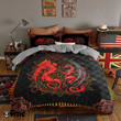 Red Dragon And Phoenix Quilt Bedding Set Hd02254