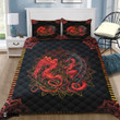 Red Dragon And Phoenix Quilt Bedding Set Hd02254