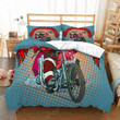 Boys Bedding Set Red Santa Claus Biker Printing Bed Linen Set Pillowcase Single Double Full King Size Motor Quilt Cover For Home