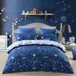 Navy Blue And White Galaxy Print Astronomy Scene Cla1210326B Bedding Sets