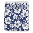 White Blue Hibiscus Floral Clh2911208B Bedding Sets