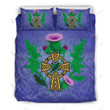 Scotland Celtic Cross Thistle Blue Bedding Set Bedroom Decor