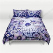Blue Floral Digital Print Skull 3D Bedding Set Bedroom Decor