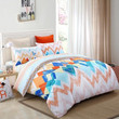 Orange Red Blue And Salmon Chevron Stripe Modern Bohemian Bright Colorful Bedding Set All Over Prints