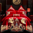 Fancy Red And Gold Tribal Print Luxury Noble Excellence Egyptian Bedding Set All Over Prints