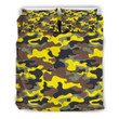 Yellow Brown And Black Camouflage Bedding Set All Over Prints