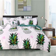 Brocade Green Pineapple White Bedding Set All Over Prints