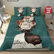 Flower Black Woman Custom Name Duvet Cover Bedding Set