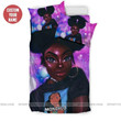 Black Woman With Two Bun Hair Custom Name On Shirt Of Duvet Cover Bedding Set