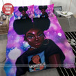 Black Woman With Two Bun Hair Custom Name On Shirt Of Duvet Cover Bedding Set