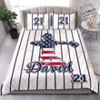 Baseball Catcher American Player Personalized Custom Name Duvet Cover Bedding Set
