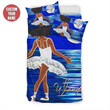 Blue Ballet Cute Black Girl Moon Custom Name Duvet Cover Bedding Set