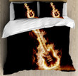 Music Electric Guitar Rock On Fire Bedding Duvet Cover Bedding Set