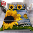 Sunflower Garden With Butterfly Duvet Cover Bedding Set With Name