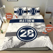 Blue Baseball Pattern Personalized Custom Name Duvet Cover Bedding Set