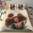 Black Girl Sunflower Vintage Personalized Custom Name Duvet Cover Bedding Set