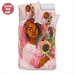 Black Girl Sunflower Pink Personalized Custom Name Duvet Cover Bedding Set