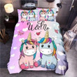 Cartoon Unicorn Printed Duvet Cover Bedding Set