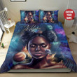 Galaxy Black Woman African Custom Name Duvet Cover Bedding Set