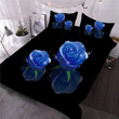 Blue Rose On Black Duvet Cover Bedding Set