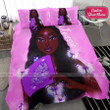 Black Girl With Butterfly Hand Fan Bedding Custom Name Duvet Cover Bedding Set