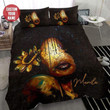 Black Girl Sunflower Art Personalized Custom Name Duvet Cover Bedding Set