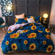 Sunflowers Pattern On Navy Background Bedding Set (Duvet Cover & Pillowcases)