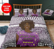 African Afro Black Girl Magic Cartoon Custom Name Duvet Cover Bedding Set