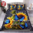 Beautiful Sunflower With Butterfly Personalized Custom Name Duvet Cover Bedding Set