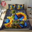 Beautiful Sunflower With Butterfly Personalized Custom Name Duvet Cover Bedding Set