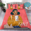 Black Girl Green Hair African Custom Name Duvet Cover Bedding Set