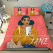 Black Girl Green Hair African Custom Name Duvet Cover Bedding Set