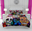 Multi-Color Sugar Skull Cotton Bed Sheets Spread Comforter Duvet Cover Bedding Sets