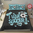 Personalized Fan Girl I Love Soccer Cotton Bed Sheets Spread Comforter Duvet Cover Bedding Sets