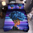 Black Woman Blue Hair Cotton Bed Sheets Spread Comforter Duvet Cover Bedding Sets